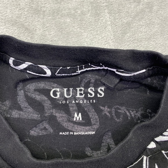 GUESS Los Angeles Graffiti Print T Shirt Black Red Mens Size Medium Grunge - Picture 4 of 6